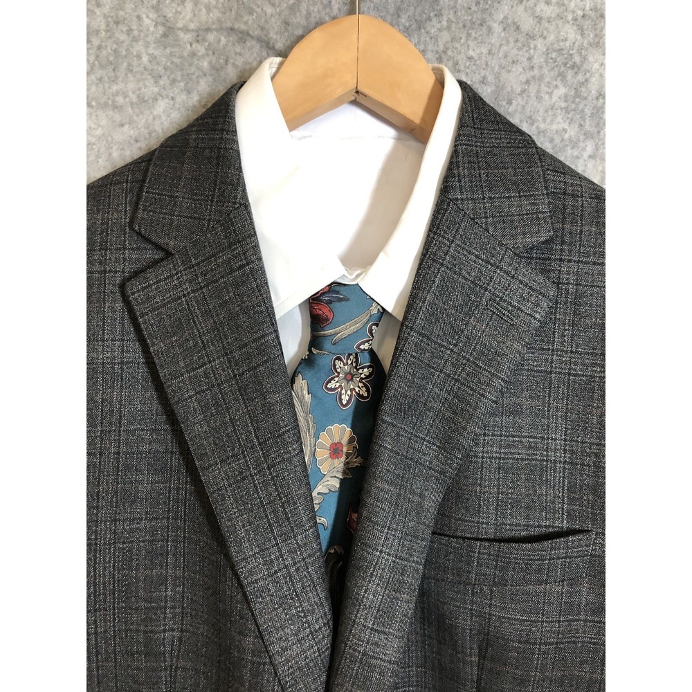Chaps Blazer Mens 42R Gray Glen Plaid Suit Coat Jacket Business Casual Classic